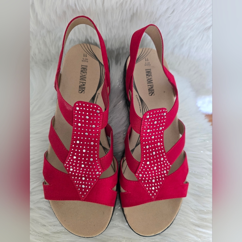 Dream Pairs Red Rhinestone Sandals - Picture 6 of 8